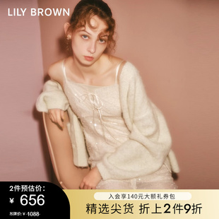 LILY BROWN秋冬款 纯色简约V领含羊毛针织开衫LWND235052