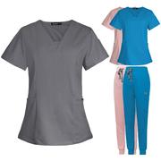 工厂V领分体手术服套装女医院刷手服弹力短袖护士工作衣印字