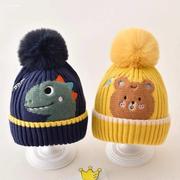 宝宝帽子秋冬季可爱时尚男女童婴儿毛线帽冬天加厚保暖儿童针织帽