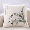 新中式抱枕中国风古典兰花靠垫红木，沙发客厅亚麻，棉麻小清新靠枕头