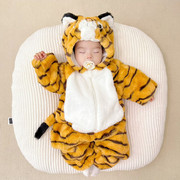 一岁宝宝连体衣搞怪小老虎衣服，儿童动物睡衣，加厚婴儿外出服秋冬装