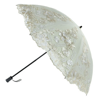 遮阳伞防紫外线防晒太阳伞，二折蕾丝刺绣花彩胶公主，晴雨两用洋伞女