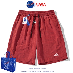 NASA速干运动短裤男女款夏季薄款五分裤子直筒宽松休闲冰丝大裤衩