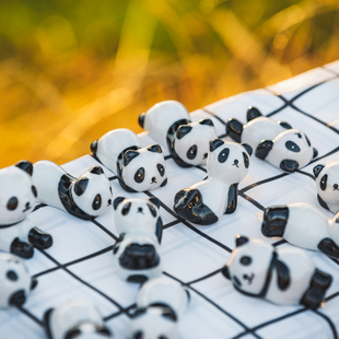 zakka陶瓷熊猫，筷架工艺品陶瓷家居摆件黑白，熊猫筷架装饰品笔托