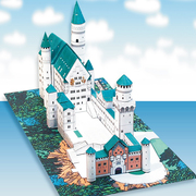 儿童益智diy手工制作天鹅堡德国天鹅城堡建筑，3d纸质模型纸艺玩具