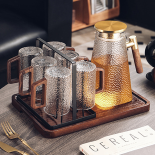 新中式玻璃杯水杯套装，家用客厅茶具耐热茶杯，待客杯具家庭喝水杯子