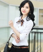 琪莉娅春装大码职业装韩版修身黑色白色衬衫长袖女气质女衬衣