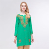 印度女装上衣 纯棉轻薄透气春夏款 绿色纯手工刺绣民族风长袖