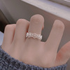 一恋简约甜美S925银镂空花朵戒指女时尚气质百搭开口戒子食指指环