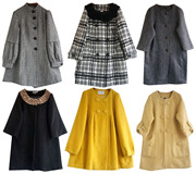 日本制vintage古着秋冬复古立领，毛领双排扣纯色，羊毛呢大外套孤品