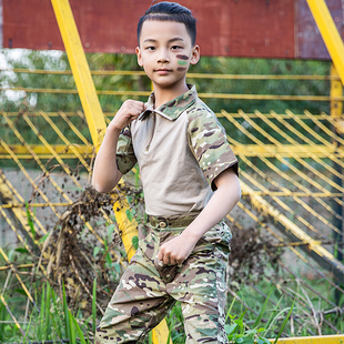 儿童迷彩服短袖套装男夏令营，户外拓展迷彩服，女美式特种兵迷彩服装