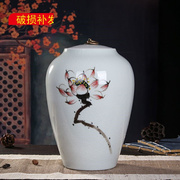 白色陶瓷插花瓶简约瓷，花瓶现代花插电视柜摆件，插花创意装手绘荷花