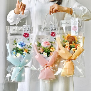 玫瑰毛线针织编织花束向日葵送女友闺蜜生日公司礼物三八妇女神节