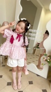 艾米夏季女童韩版短袖蝴蝶结，淑女套头百搭款泡泡，袖洋气上衣