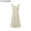 拉夏贝尔/La Chapelle发事一字肩提花连衣裙飞袖背心吊带裙子
