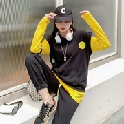 欧货时尚套装女韩版拼色卫衣休闲束脚卫裤气质运动服两件套潮