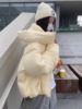 韩版2023冬季连帽奶黄色羽绒服女短款加厚90白鸭绒(白鸭绒)小个子棉服外套