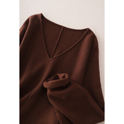 爱琴海女装Upinlook高端羊绒 美拉德咖啡色宽松蝙蝠袖针织衫52160