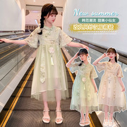 中国风女童夏季裙子10岁11中大童古装汉服连衣裙小学生女孩姐妹装