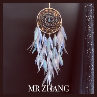 mrzhang捕梦网灯原创生日少女，房间小夜灯羽毛挂饰文艺礼物ins风