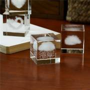ins风云朵雨点心形方形水晶玻璃摆件 AY创意简约桌面装饰节日礼物