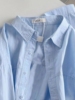 蓝色纯棉衬衫女长袖，2024春装小衫别致宽松超好看上衣洋气衬衣