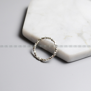 Ciel原创天然泰国清迈925纯银戒指切面珠极细1.8mm指环关节戒尾戒