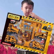 地摊儿童惯性回力工程车玩具挖掘机礼盒套装男孩消防汽车