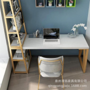 实木电脑桌书架，组合台式电脑一体书桌，书柜笔记本电脑桌学生学习桌