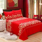 婚庆大红色床单单件1.8m2米床加厚磨毛，被套结婚床单三四件套