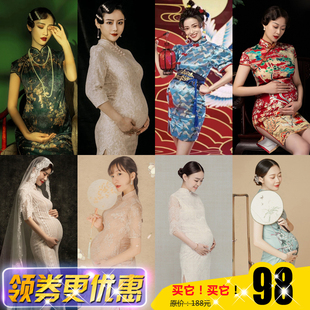2021复古中国风老上海孕妇妈咪艺术拍照旗袍写真影楼主题服装