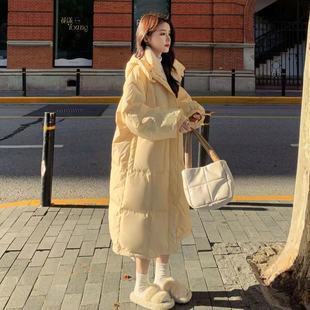 奶fufu黄色羽绒棉服女外套今年流行长款面包服韩版加厚棉衣潮