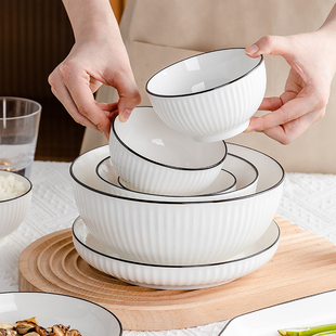 碗家用日式餐具陶瓷釉下彩米饭微波炉专用小碗单个吃饭碗组合套餐