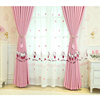 韩式粉色女孩卧室落地飘窗儿童，猫咪卡通棉麻，成品遮光绣花窗帘可爱