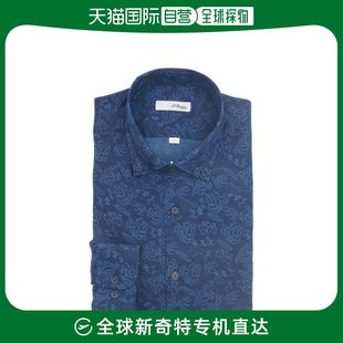 韩国直邮S.T.Dupont 衬衫 S.T Dupont 男款 深蓝色 亚麻材质 图