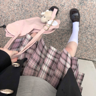 桃沢川哥哥家原创正版烟灰，粉色jk制服粉格裙小格子黑粉短裙