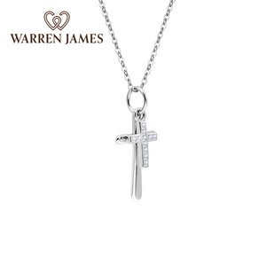 Warren James十字架项链情侣款百搭时尚个性纯银吊坠链女士锁骨链