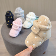 冬季婴儿棉鞋学步鞋0-1岁柔软保暖0-6-12个月加绒加厚宝宝雪地靴9
