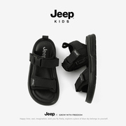 jeep童鞋男童凉鞋夏季款2023儿童沙滩鞋子女童魔术贴宝宝凉拖