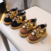 冬季男宝宝鞋子男童马丁靴加绒靴子软底婴儿学步鞋1一岁2小童靴子