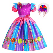 女童彩虹糖果裙长袖，儿童粉色连衣裙糖果翅膀，送发箍六一童裙棒棒糖