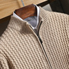 羊毛拉链开衫男士半高领冬季加厚羊绒衫，商务休闲针织毛衣外套