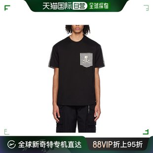 香港直邮mastermindjapan，男士格纹平纹针织，短袖t恤mw24s12t