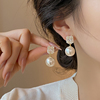 锆石珍珠耳钉女2024气质耳饰轻奢小众设计高级感耳坠耳环