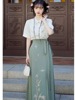 新中式马面裙套装2024夏季小清新国风复古刺绣短袖织金半身裙套装