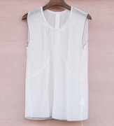 周仕依林夏季上衣圆领拉链套头纯色原创设计修身显瘦白色T恤