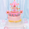 旋转木马音乐盒生日蛋糕装饰摆件儿童女孩公主礼物网红甜品台烘焙
