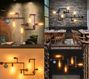 铁艺装饰水管壁灯咖啡厅酒吧美式阳台复古工业风个性创意过道灯