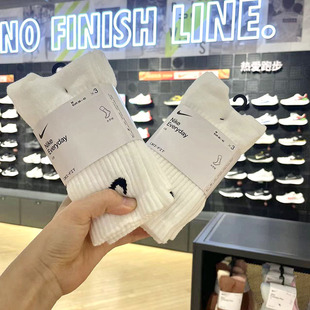Nike耐克男女款透气百搭时尚运动休闲中筒毛巾底袜子SX7676-100