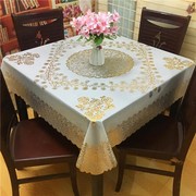 正方形桌布防水防油免洗欧式家用八仙桌台布，pvc塑料餐桌布盖布